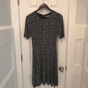 Ann Taylor LOFT A-Line Black Paisley Dress